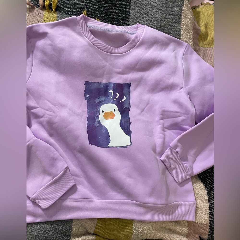 NIB Purple Confused Duck Crewneck Sweatshirt